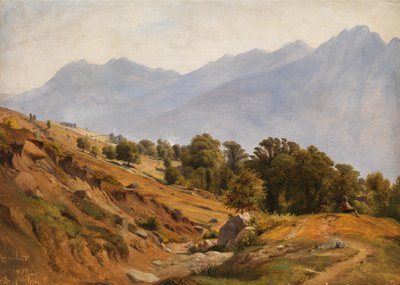 Gebirgslandschaft der Gegend von Dorf Tirol von Louis Gurlitt